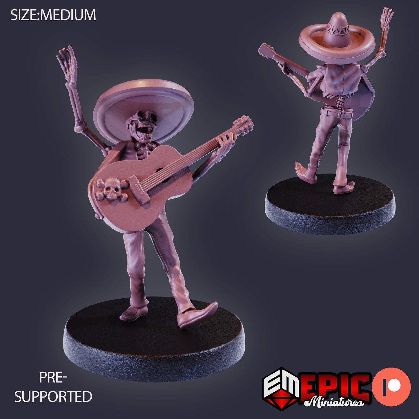 3D Resin Miniature Skeleton Musician - D&D Epic Miniatures