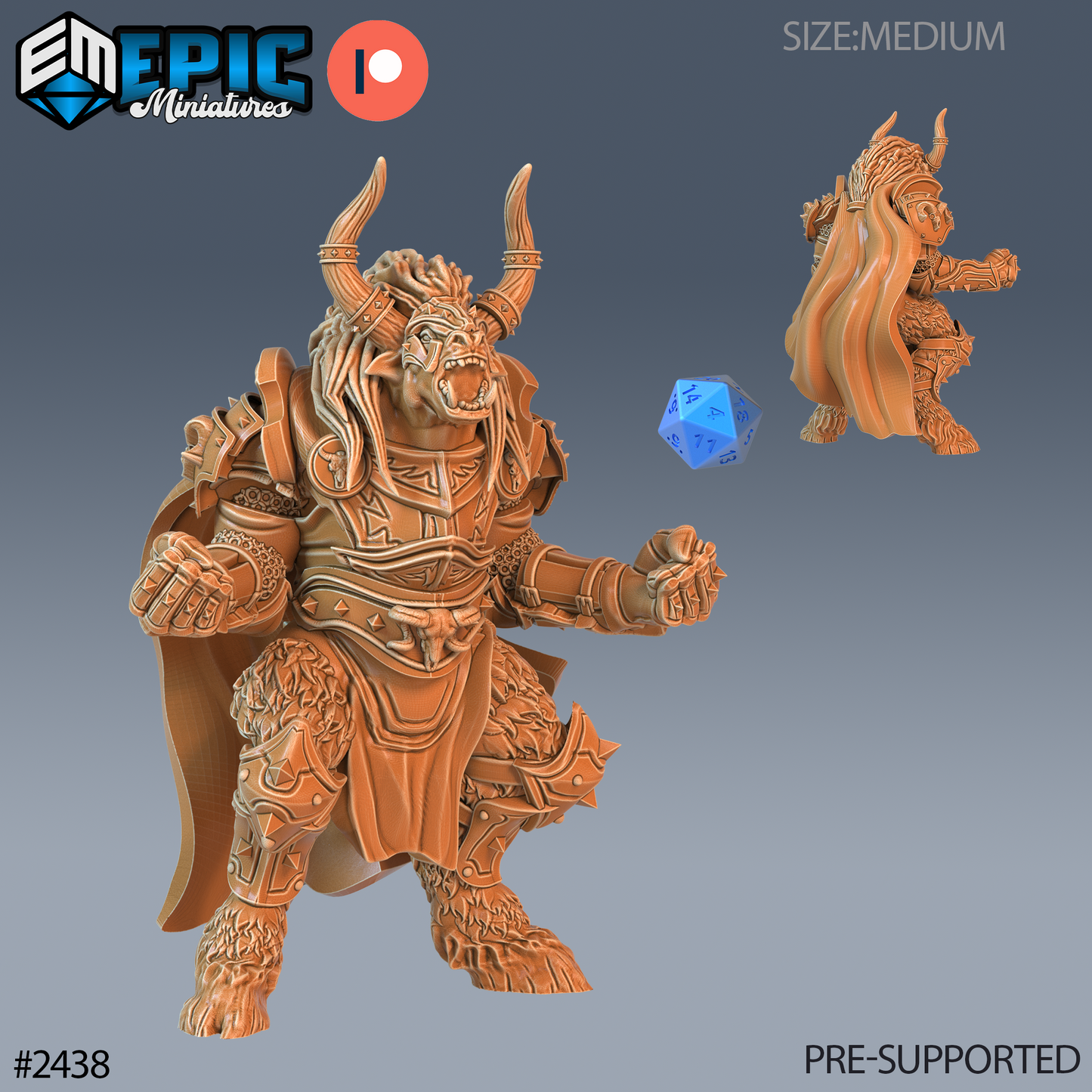 3D Resin Miniature Wooly Minotaur Paladin - D&D Epic Miniatures