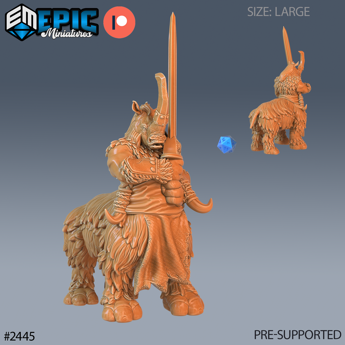 3D Resin Miniature Rhino Centaur - D&D Epic Miniatures