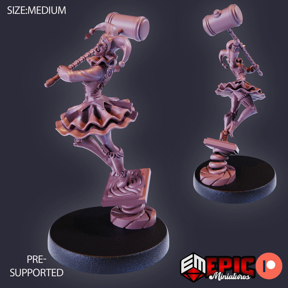 3D Resin Miniature Harlequin Mad Girl - D&D Epic Miniatures