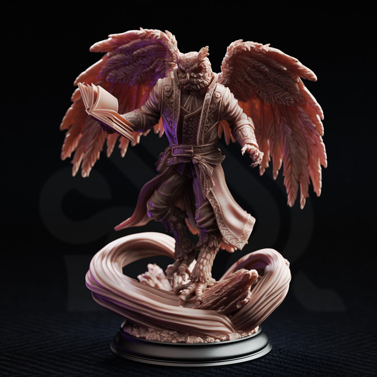 A detailed 3D model of a winged creature, possibly a mythical or fantastical being, with intricate details and a flowing, dynamic pose.