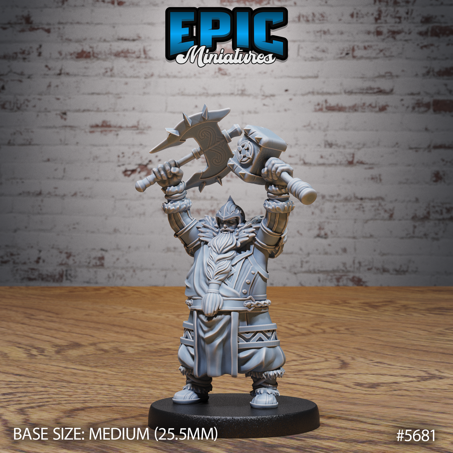 3D Resin Miniature Dwarf Fighter - D&D Epic Miniatures