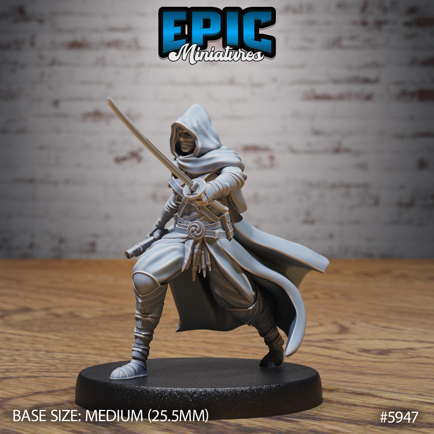 3D Resin Miniature Hooded Ninja - D&D Epic Miniatures