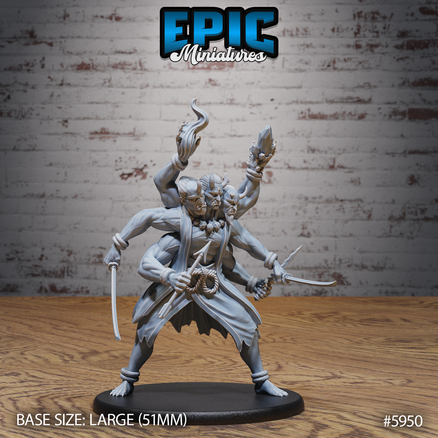 3D Resin Miniature Three Heads Oni - D&D Epic Miniatures
