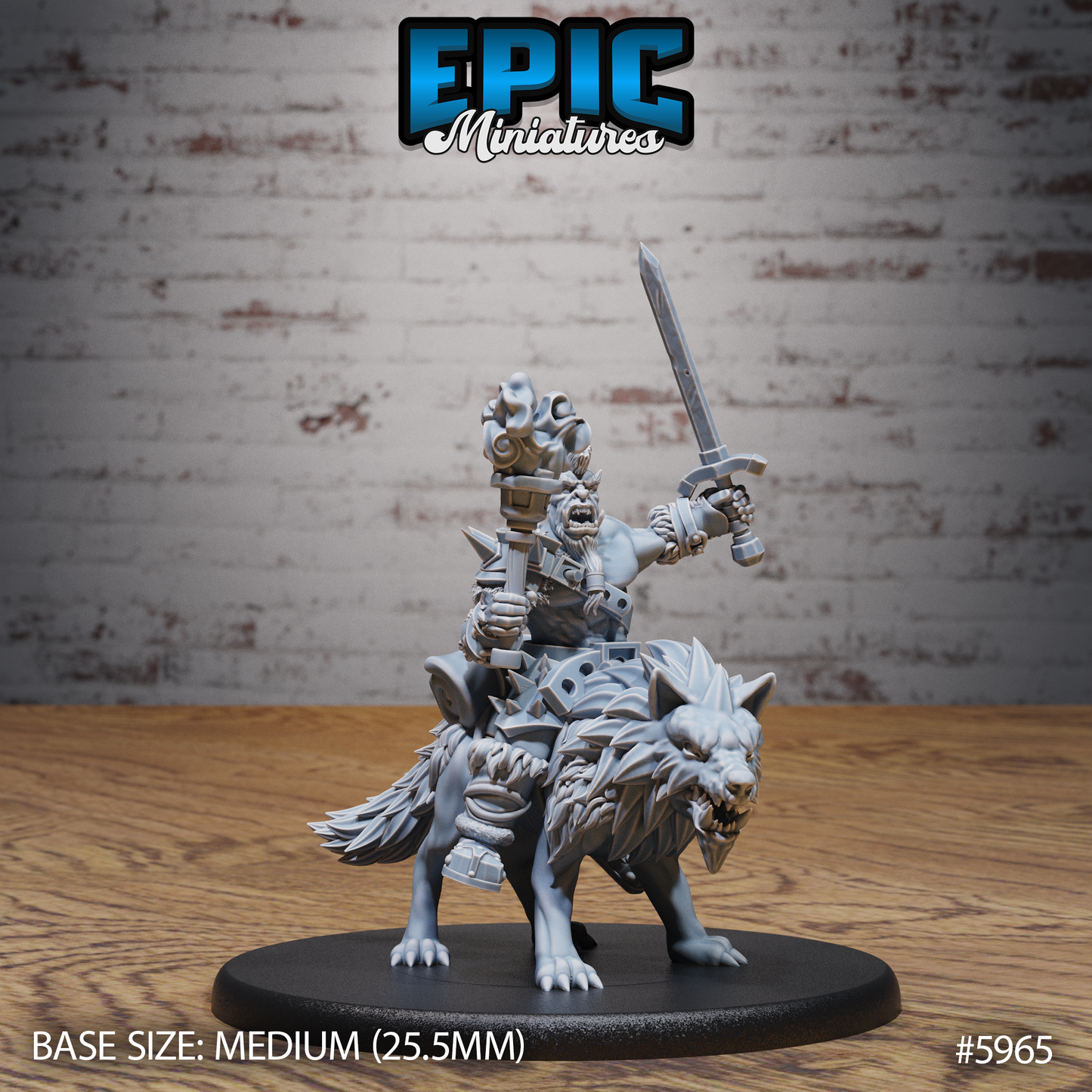 3D Resin Miniature Snow Orc Warg Rider - D&D Epic Miniatures