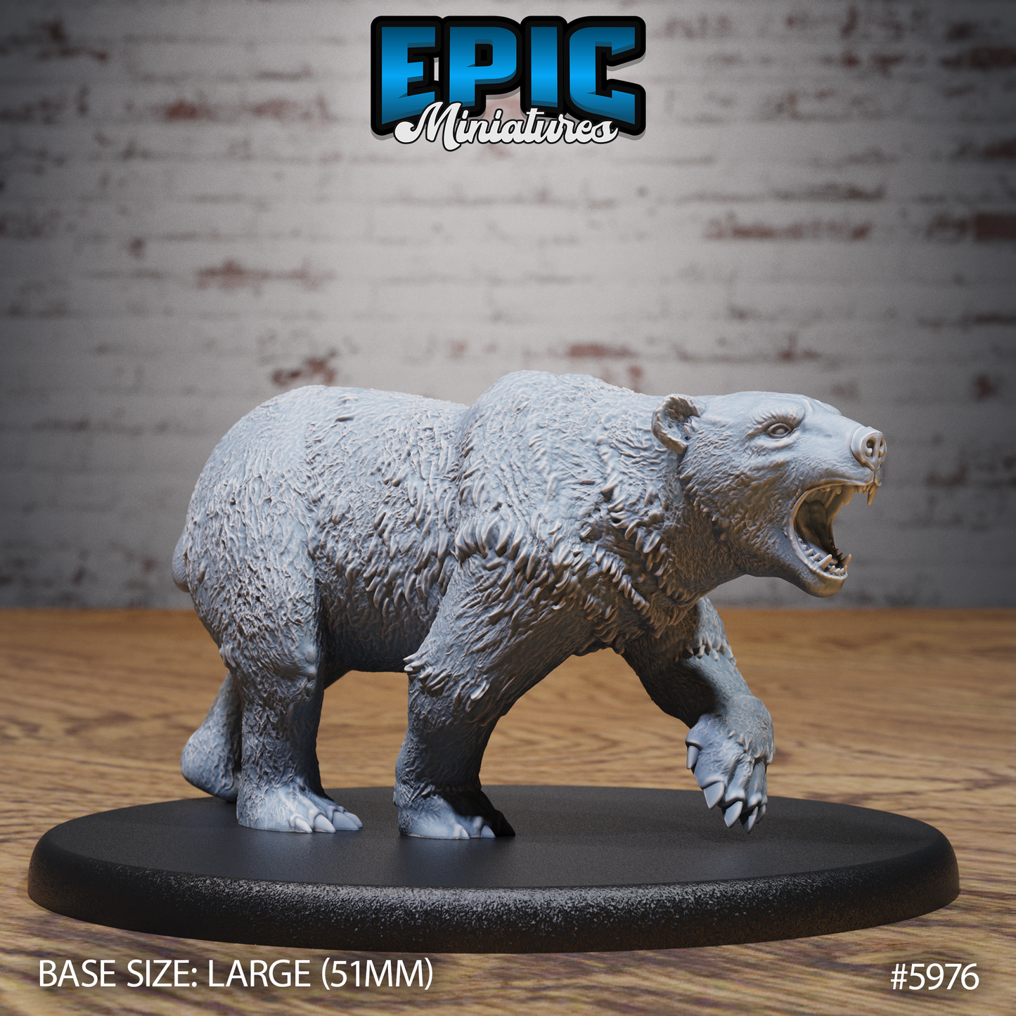 3D Resin Miniature Polar Bear - D&D Epic Miniatures