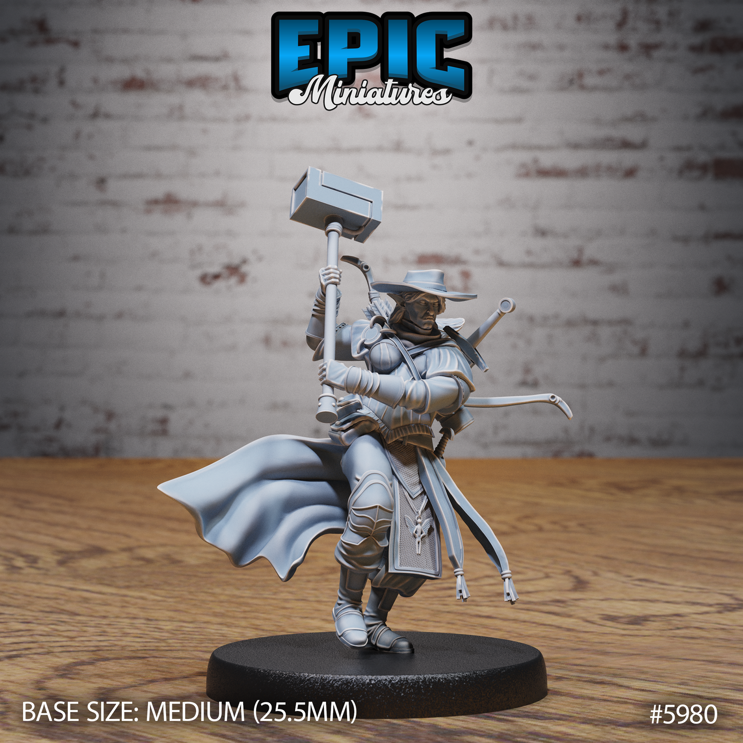 3D Resin Miniature Half-Orc Female Adventurer - D&D Epic Miniatures