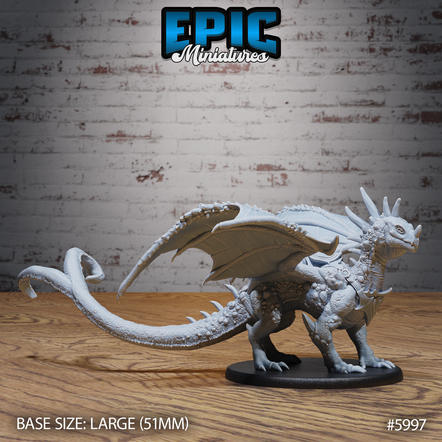 3D Resin Miniature Crystal Dragon Young - D&D Epic Miniatures