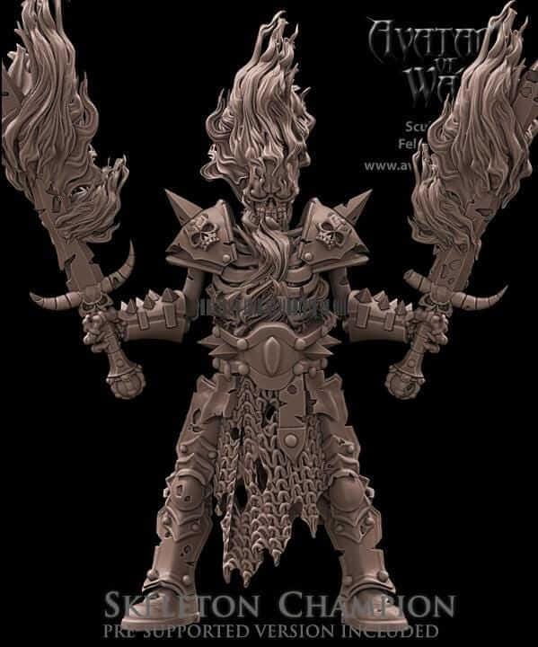 Skeleton Champion with Fire Swords - Avatars of War