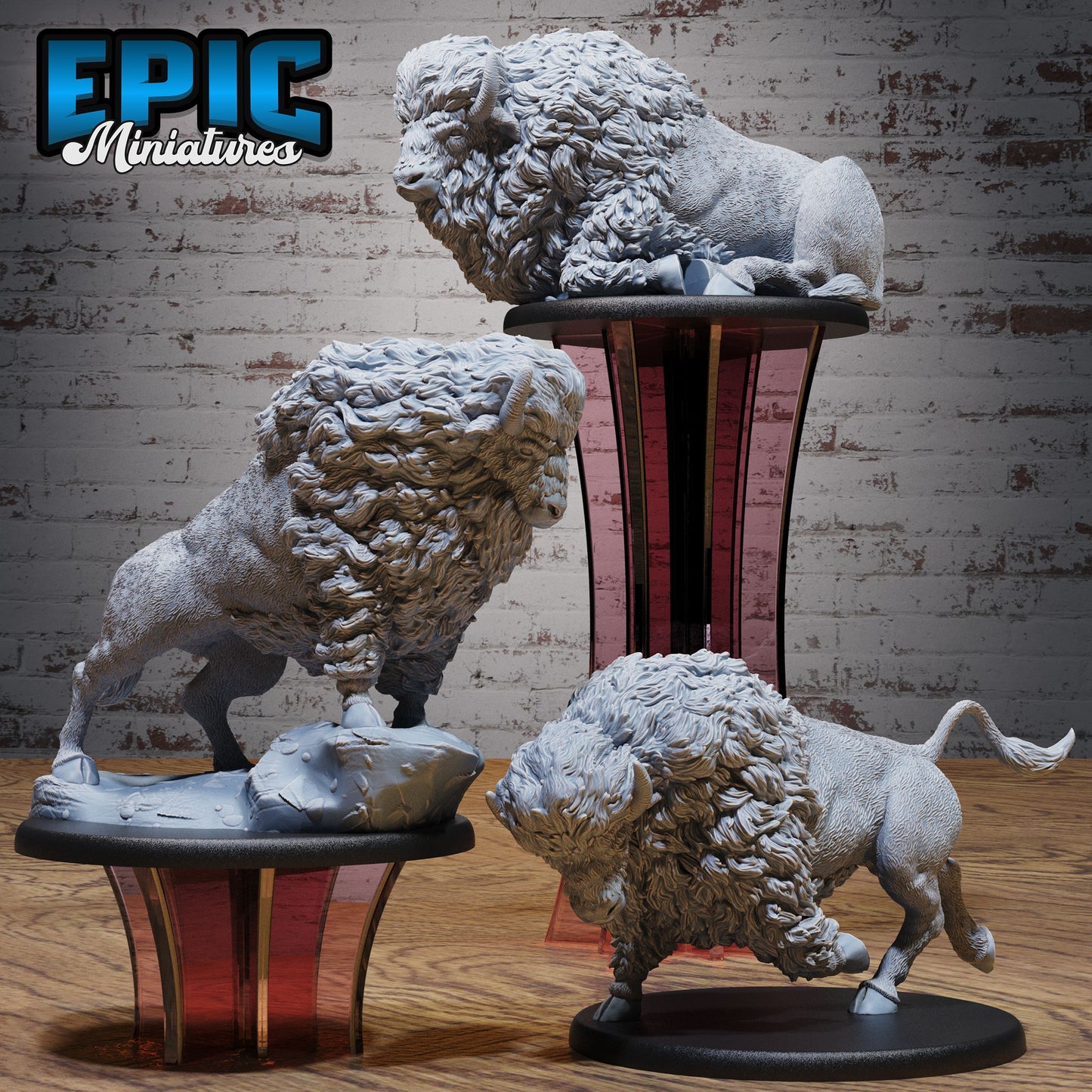 3D Resin Miniature Bison - D&D Epic Miniatures