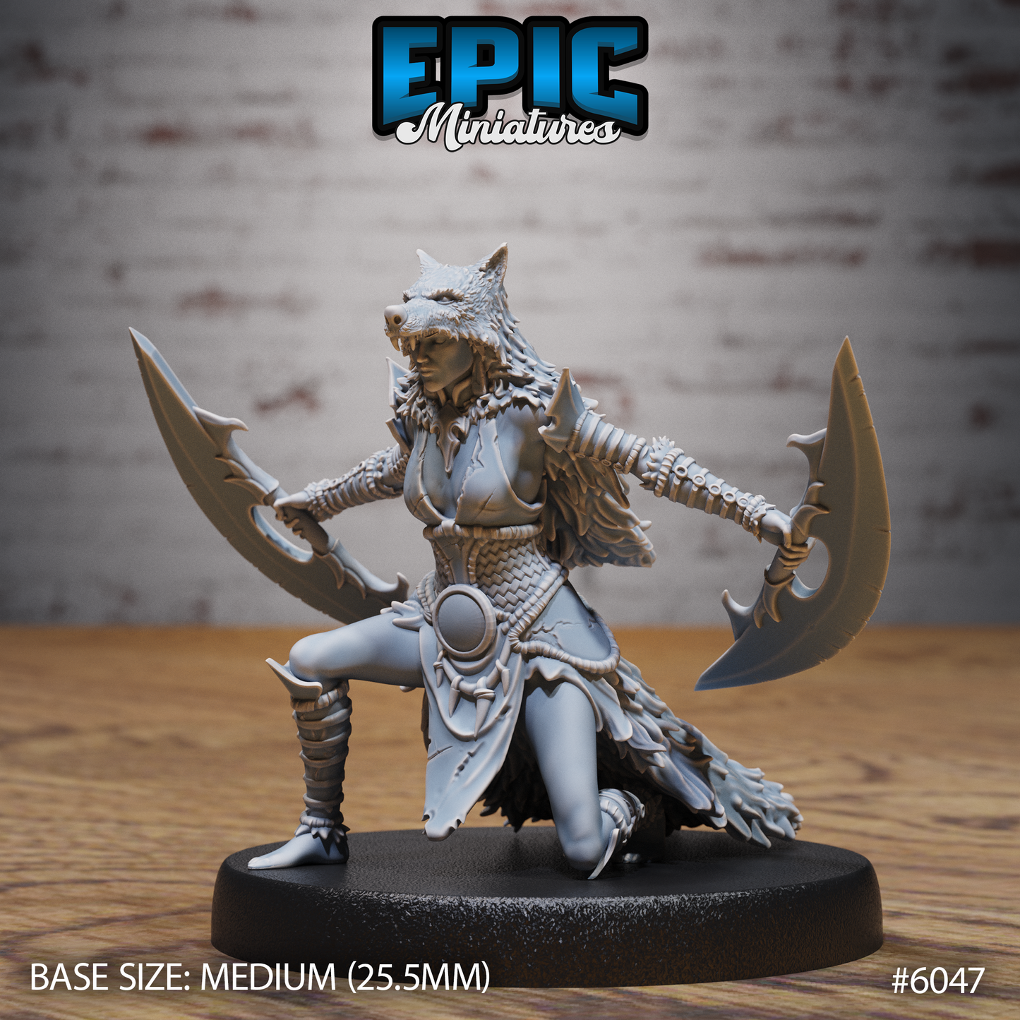 3D Resin Miniature Wolf Spirit Huntress - D&D Epic Miniatures