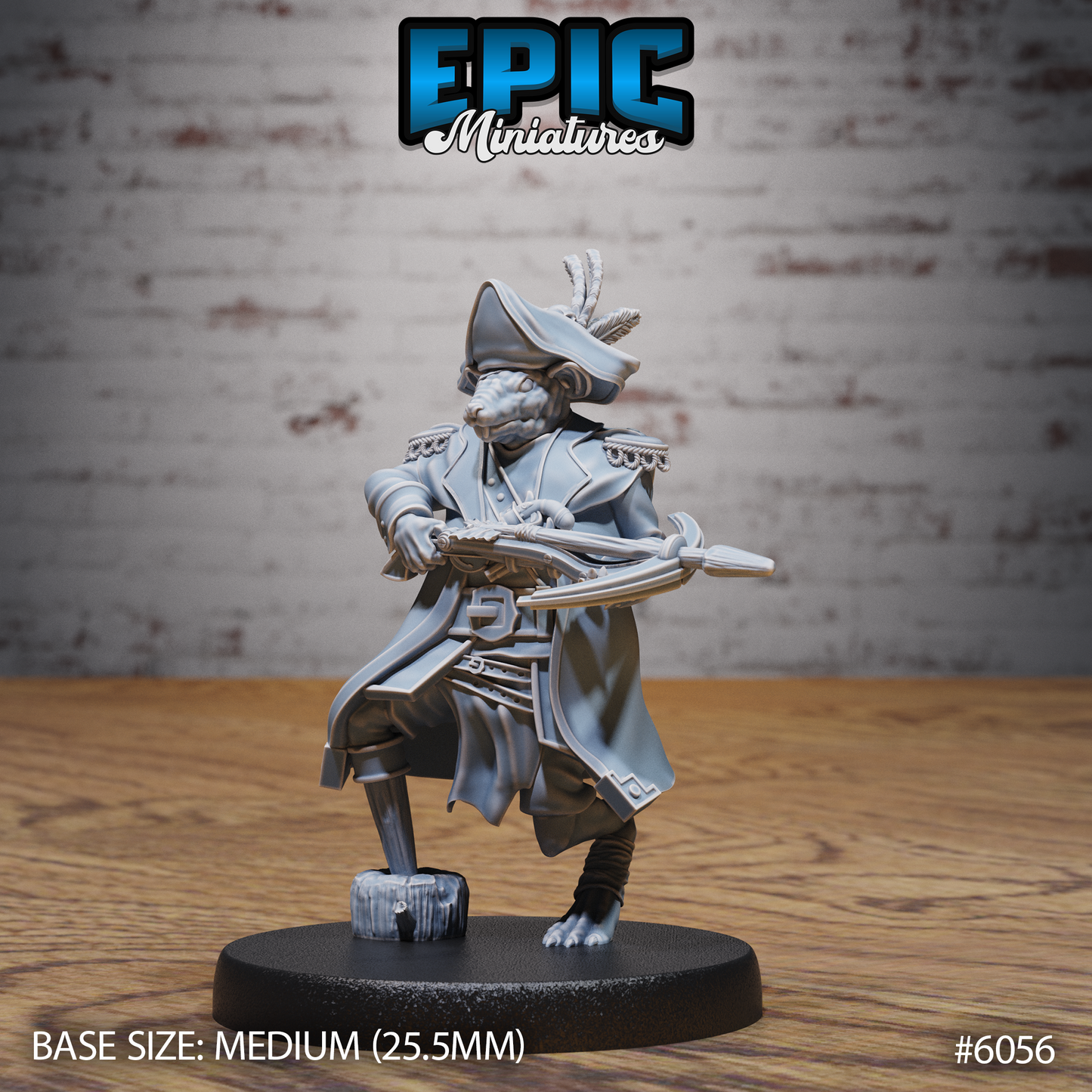 3D Resin Miniature Ratfolk Pirate Captain - D&D Epic Miniatures