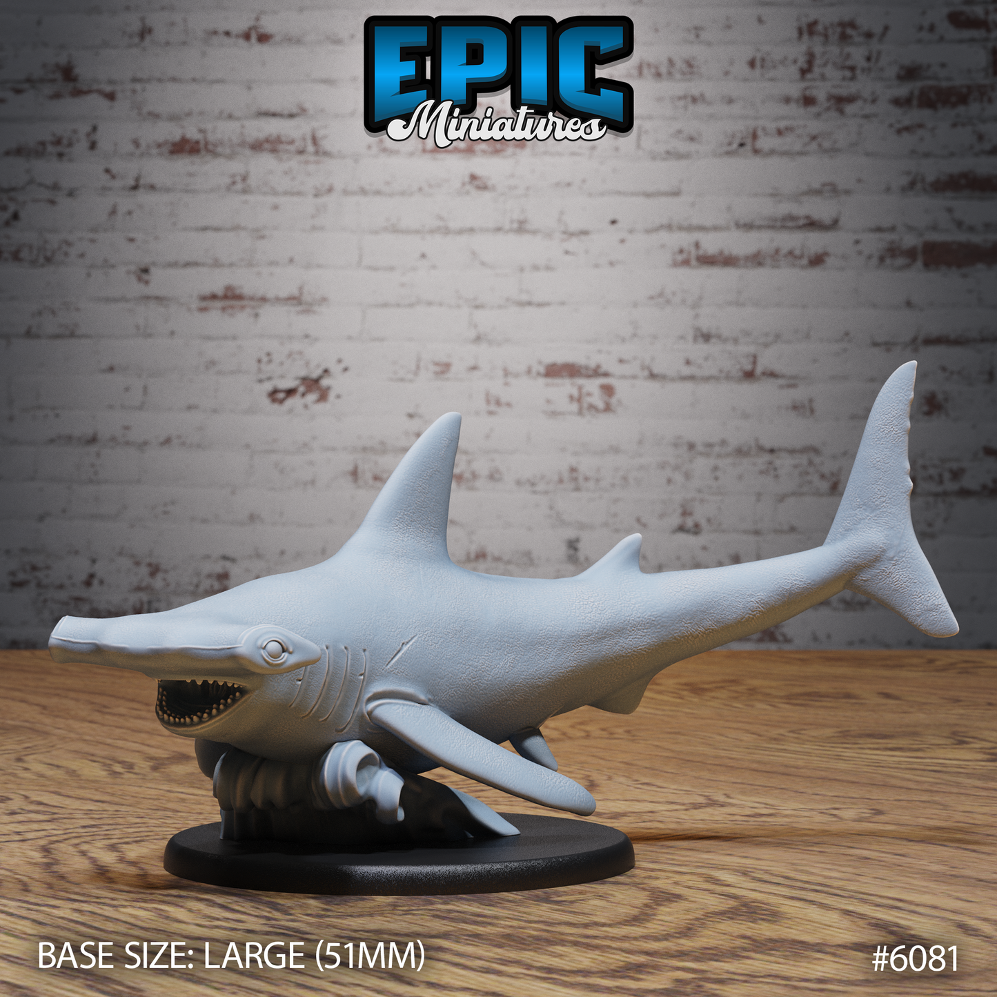 3D Resin Miniature Hammerhead Shark - D&D Epic Miniatures