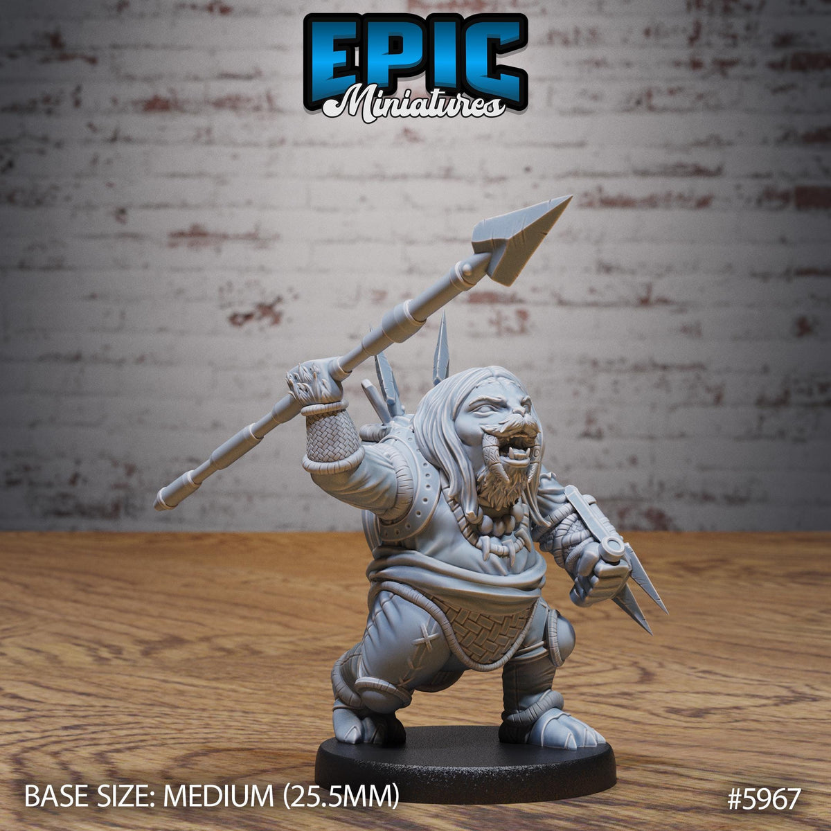 3D Resin Miniature Walrus Folk Huntress - D&D Epic Miniatures
