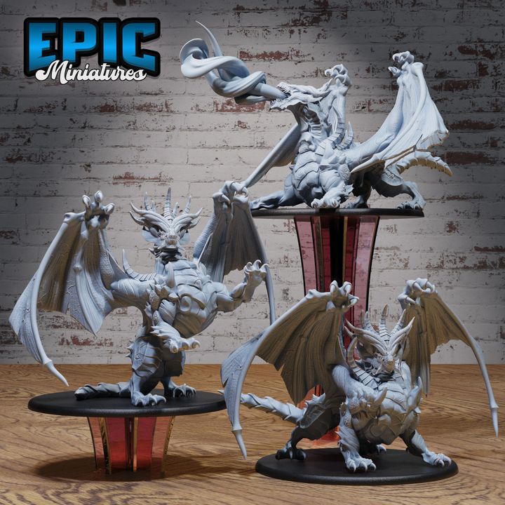 3D Resin Miniature Grey Dragon - D&D - Epic Miniatures