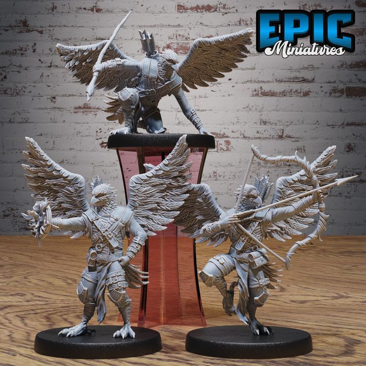 3D Resin Miniature Falkon Folk Fighter Set - D&D Epic Miniatures