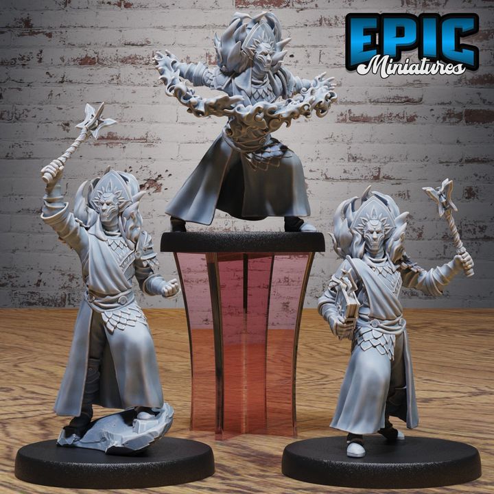 3D Resin Miniature Pain Cleric Folk Fighter Set D&D Epic Miniatures