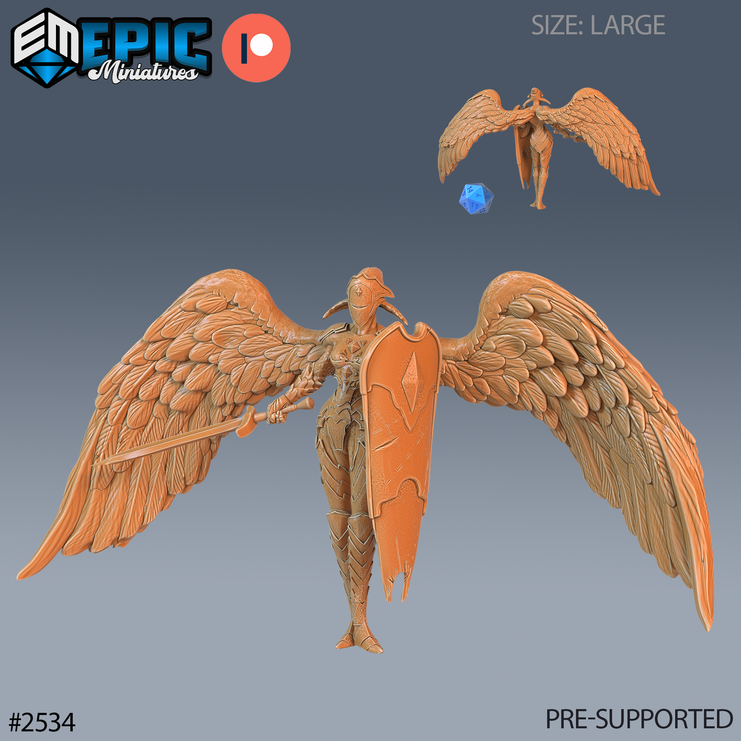 3D Resin Miniature Animated Angel Statue - D&D Epic Miniatures