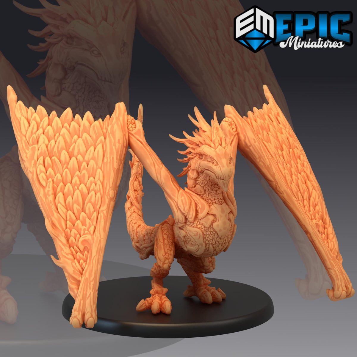 a detailed 3D model of a dragon-like creature with intricate feather-like patterns on its wings and tail.
