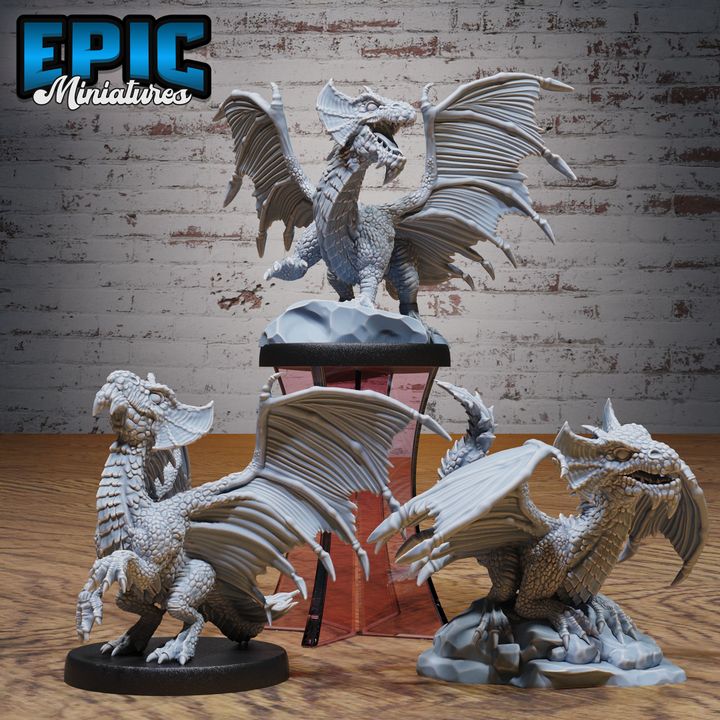 3D Resin Miniature Brass Dragon Wyrmling - D&D Epic Miniatures