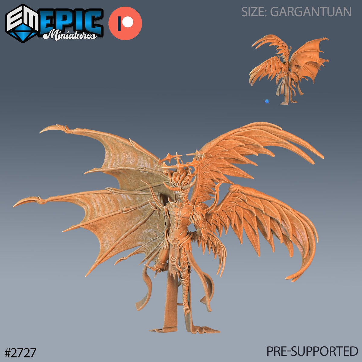 a statue of an orange dragon with wings