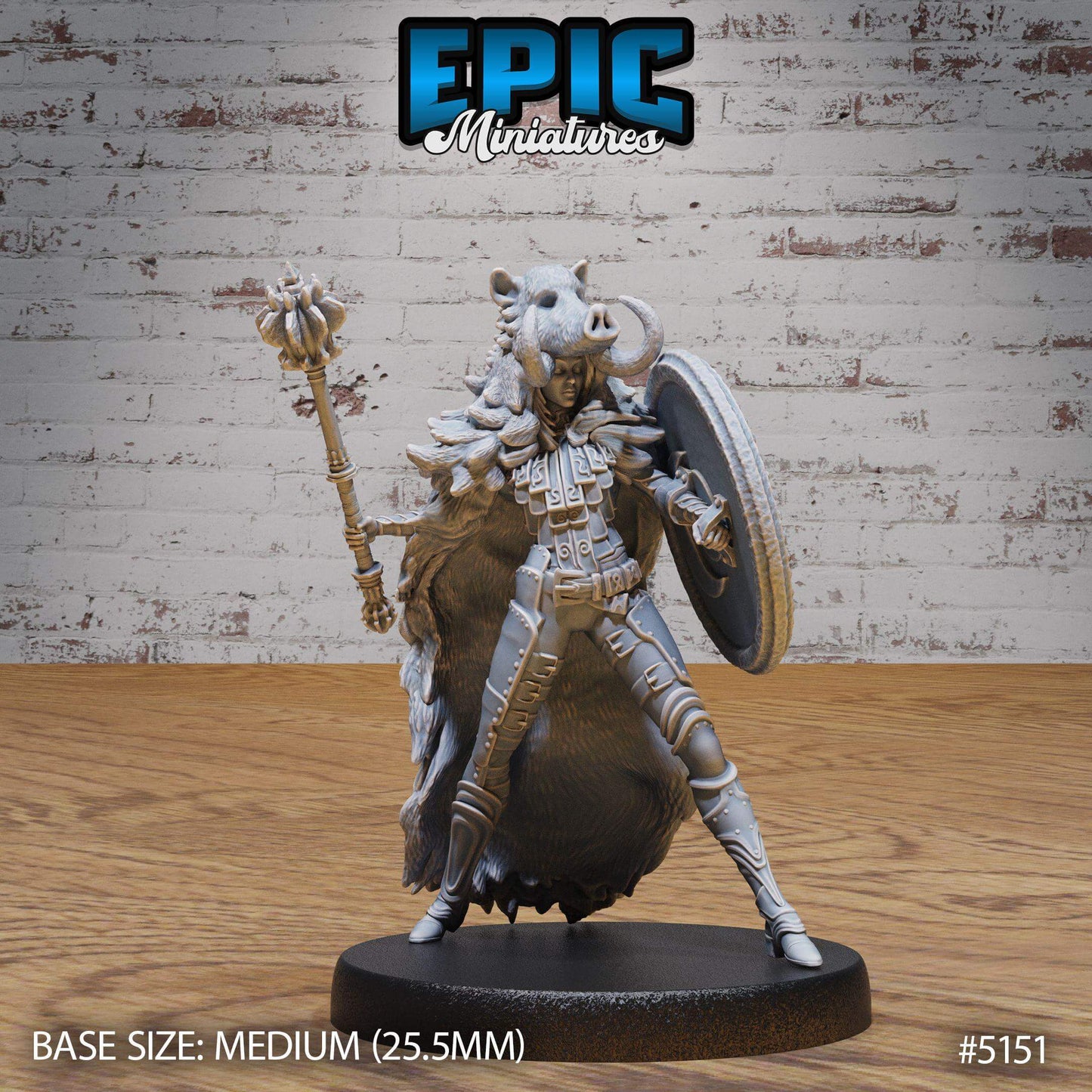 Boar Coat Warrior Lady Viking Warrior Norsemen - D&D Epic Miniatures and Dragons
