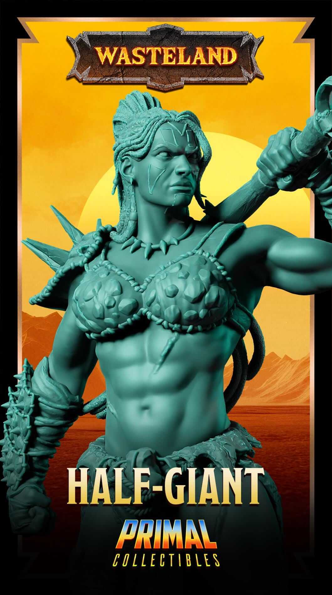 Female Half Giant - Wasteland 3D Printed Resin RPG/Tabletop/Boardgames Miniature Primal Collectibles