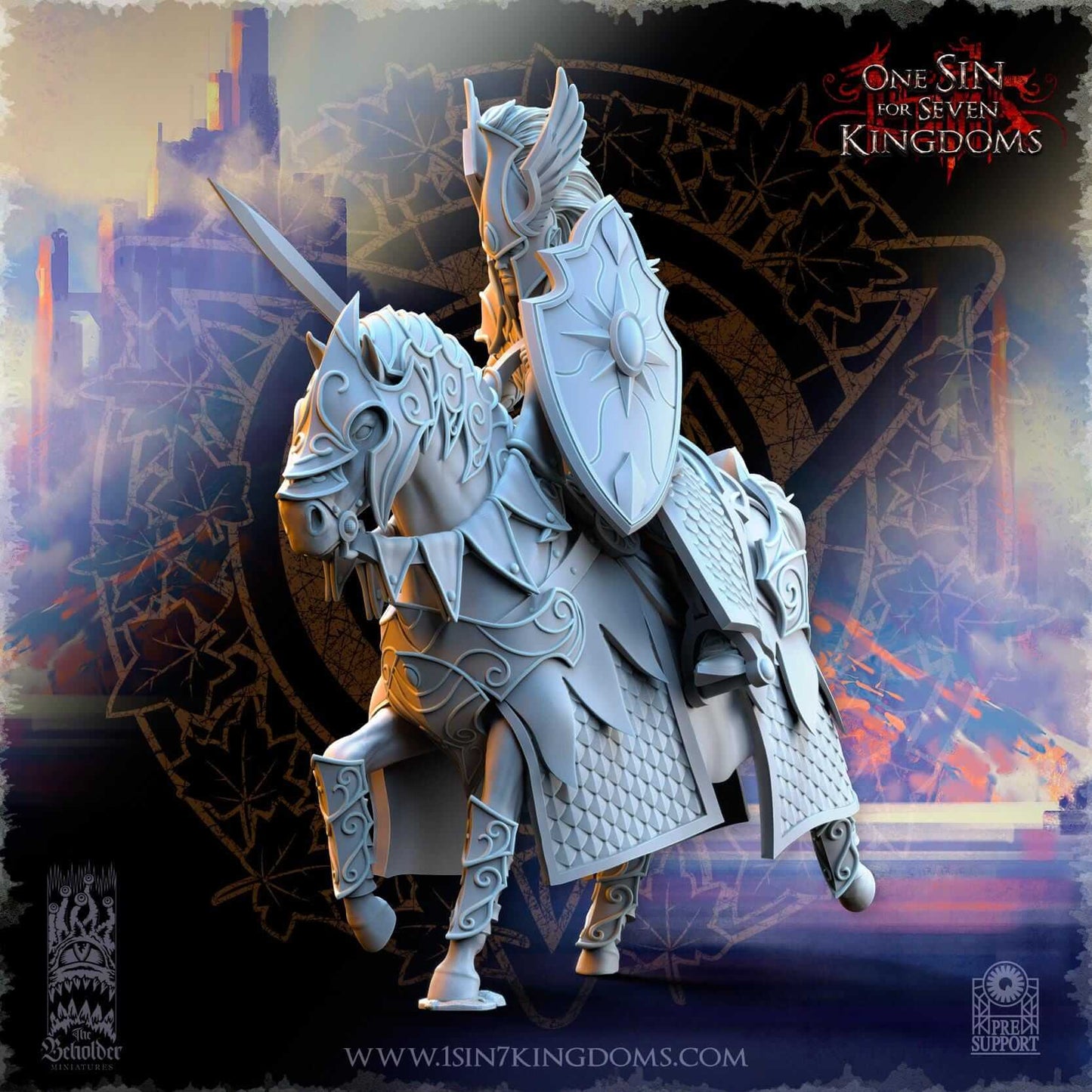Knights of Ashur w sword - Silvermoor Elves - One Sin for Seven Kingdoms - Beholder Miniatures
