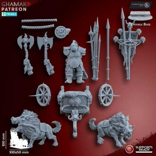 Orc Chieftain on Wild Boar - Miniatures by Ghamak