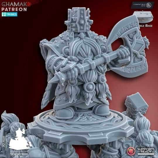 Dwarf King on Shield - Miniatures by Ghamak