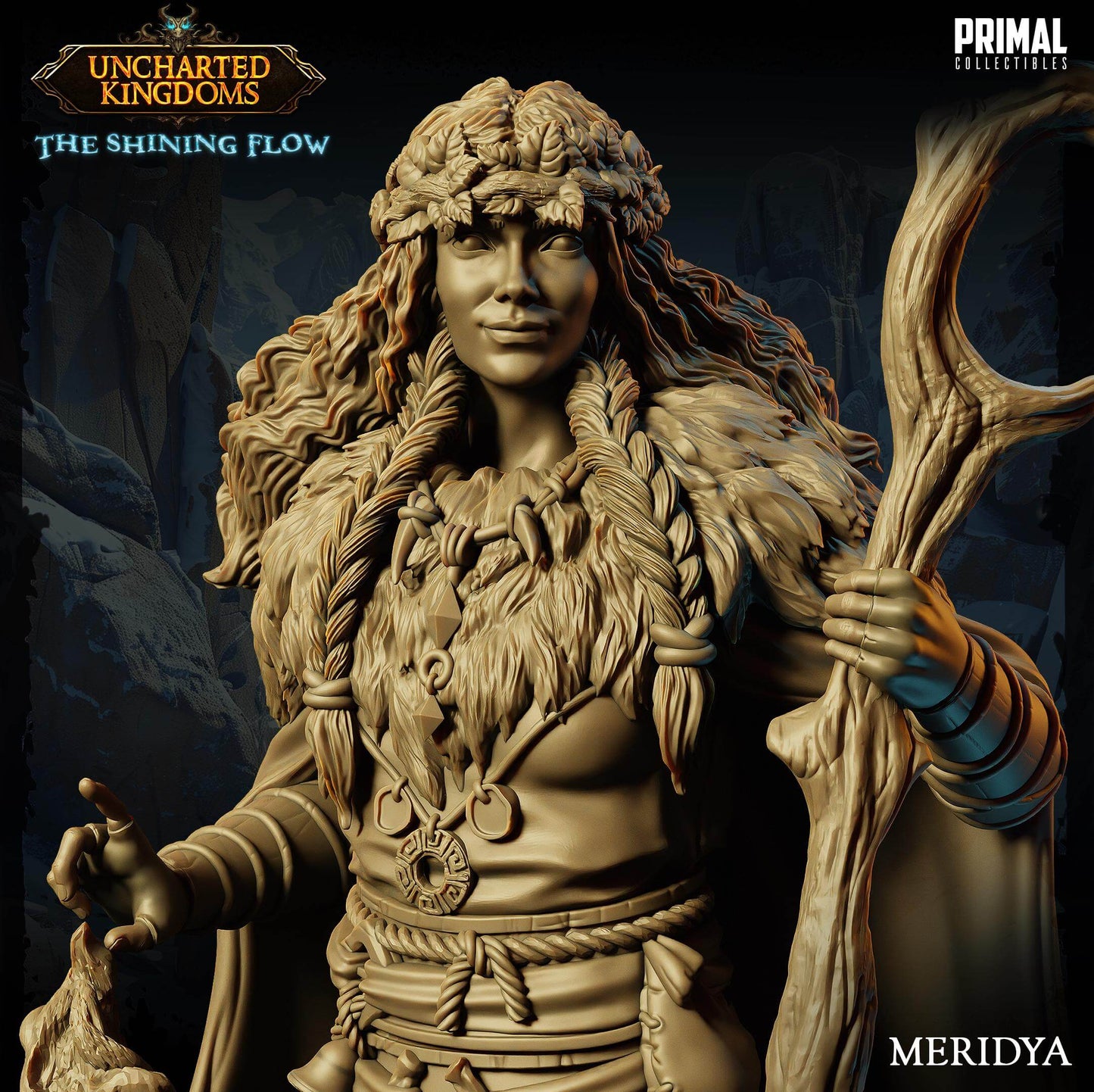 Meridya Druid - Uncharted Kingdoms 3D Printed Resin RPG/Tabletop/Boardgames Miniature Primal Collectibles
