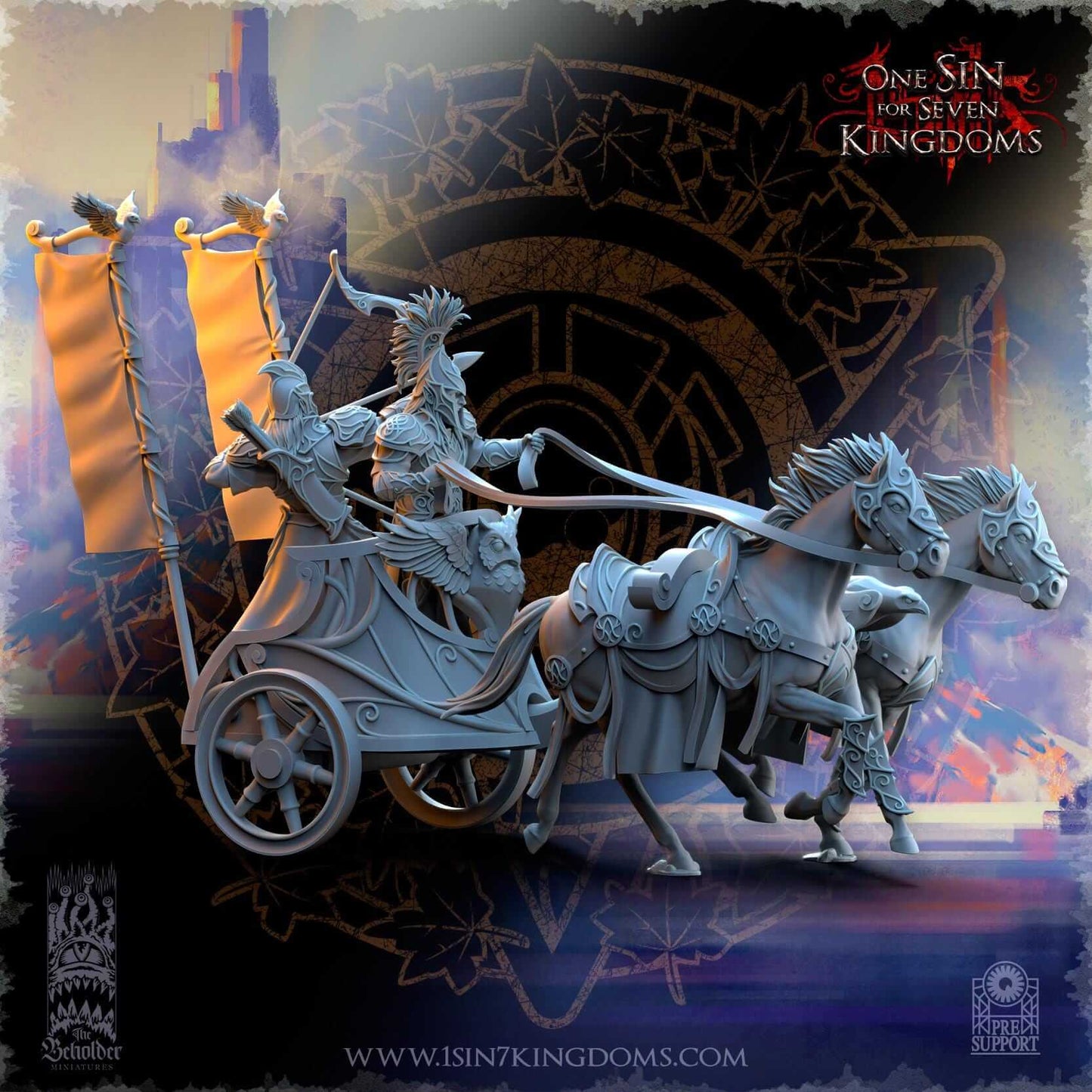 Elf Chariot - Silvermoor Elves - One Sin for Seven Kingdoms - Beholder Miniatures