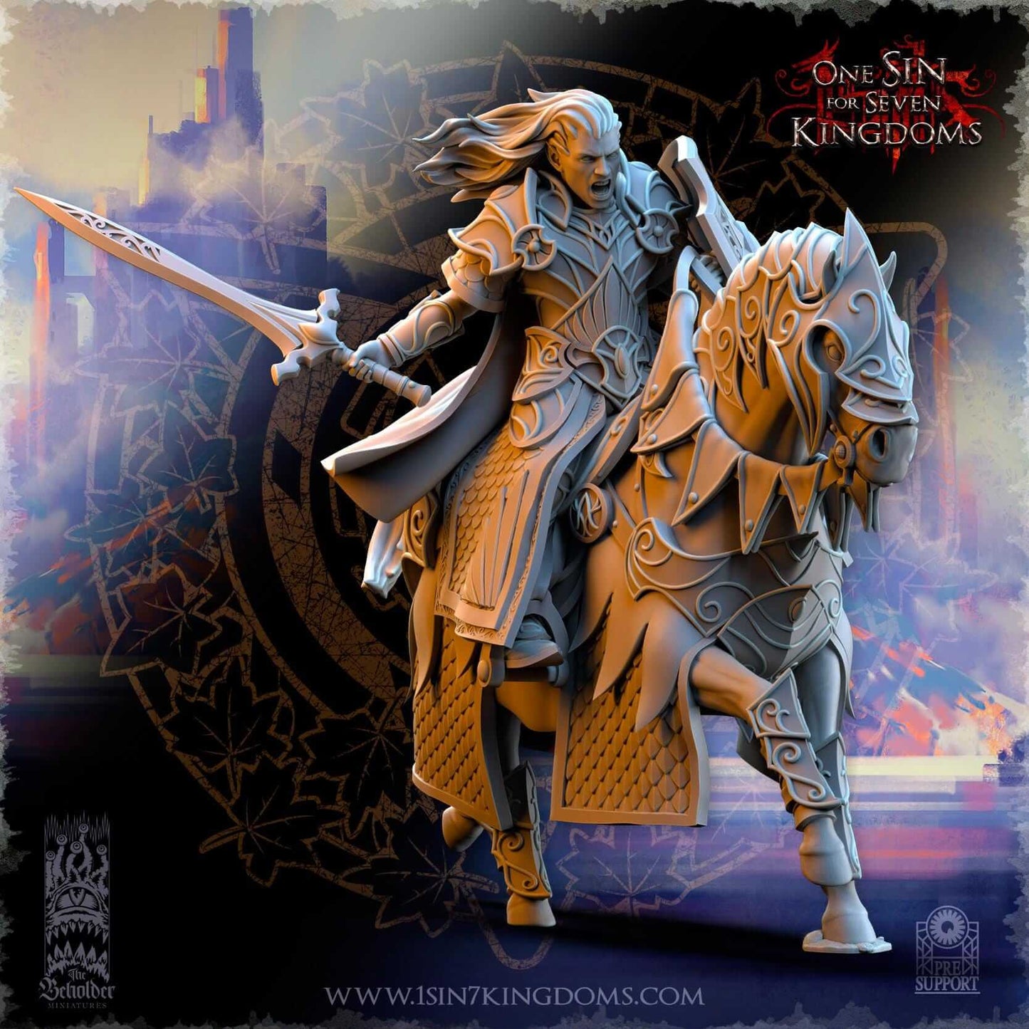 Polomhir Mounted - Silvermoor Elves - One Sin for Seven Kingdoms - Beholder Miniatures