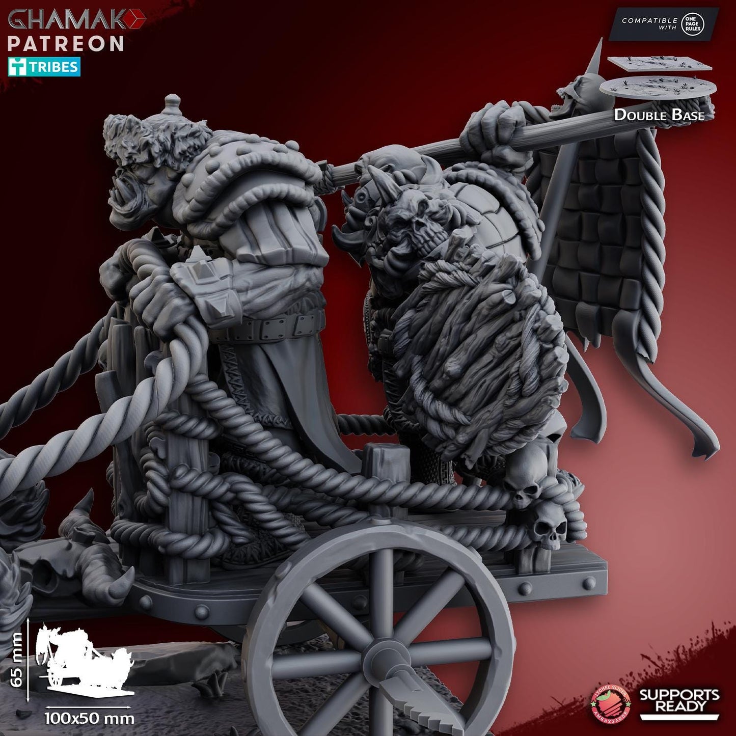 Orc on wild boars chariot - Miniatures by Ghamak