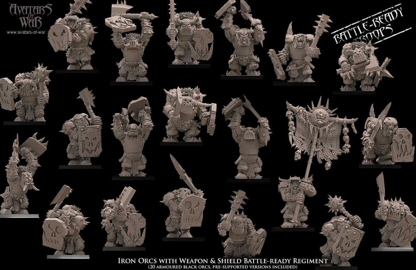 Iron Orcs with Weapon and Shield Regiment - Avatars of War