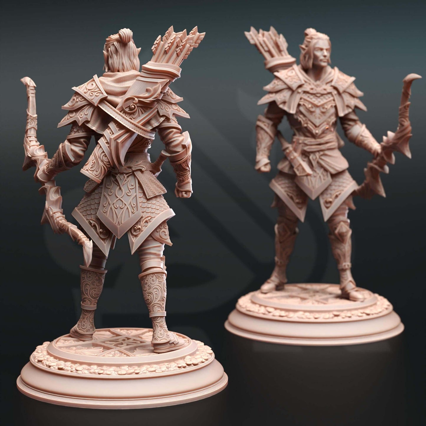 Elven Monster Hunter Ranger - Ervion ro Estel - 3D Printed Resin RPG/Tabletop/Boardgames Miniature DM Stash