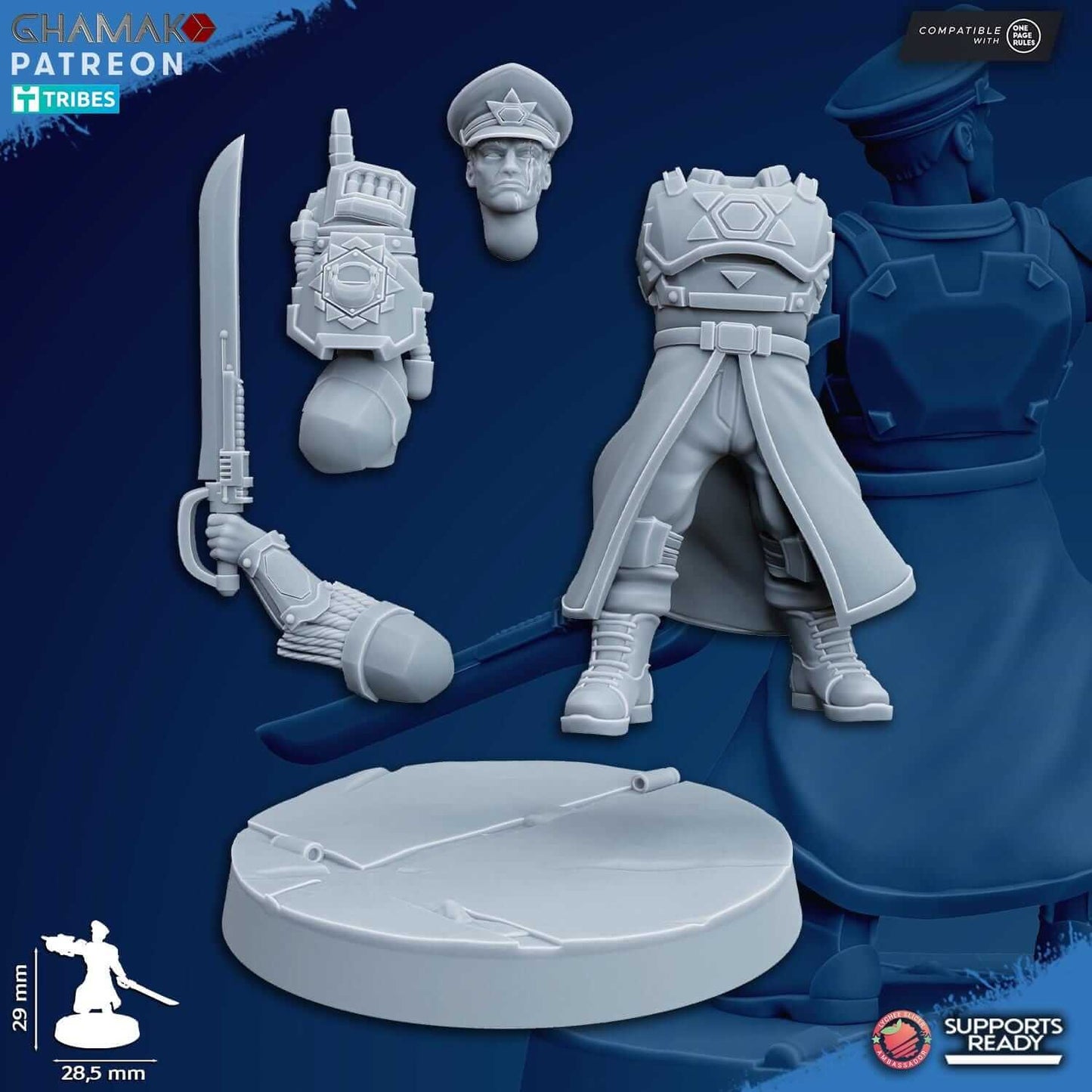 Freedom Guard Commissar - Imperial Guard Proxy - Ghamak Miniatures
