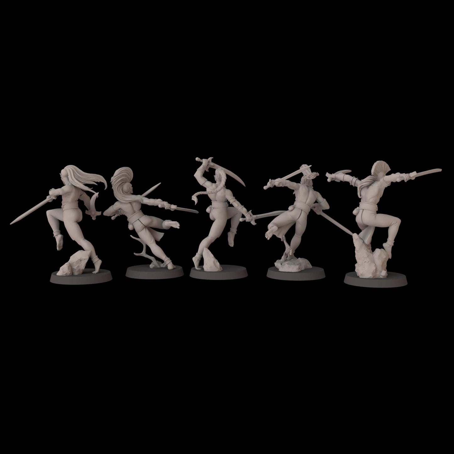 Acrobatic Elves - Wood Elf War dancer Proxy - Fantasy Cult Miniatures