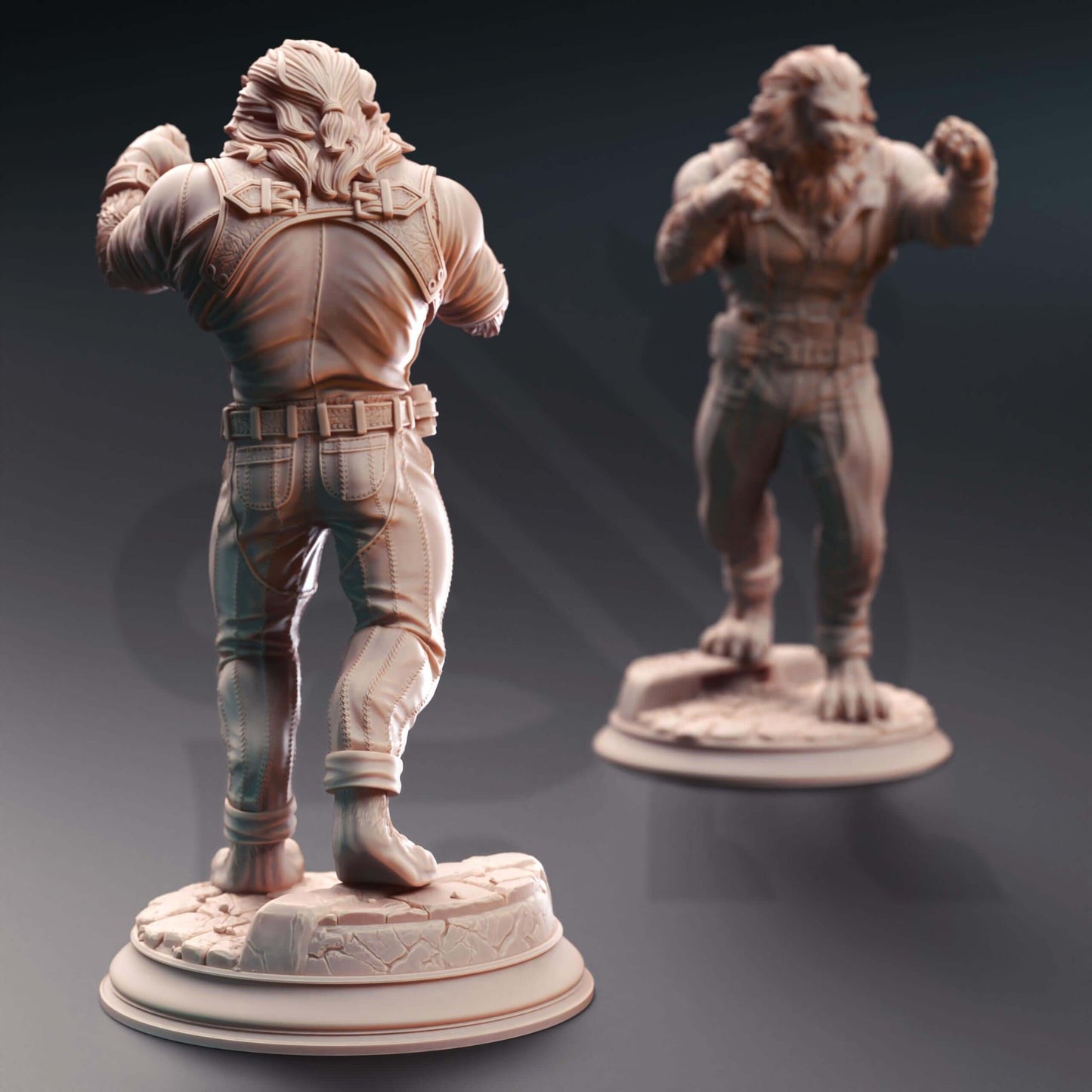 Lionfolk Pugilist - Vaa'dren - Brick - 3D Printed Resin RPG/Tabletop/Boardgames Miniature DM Stash