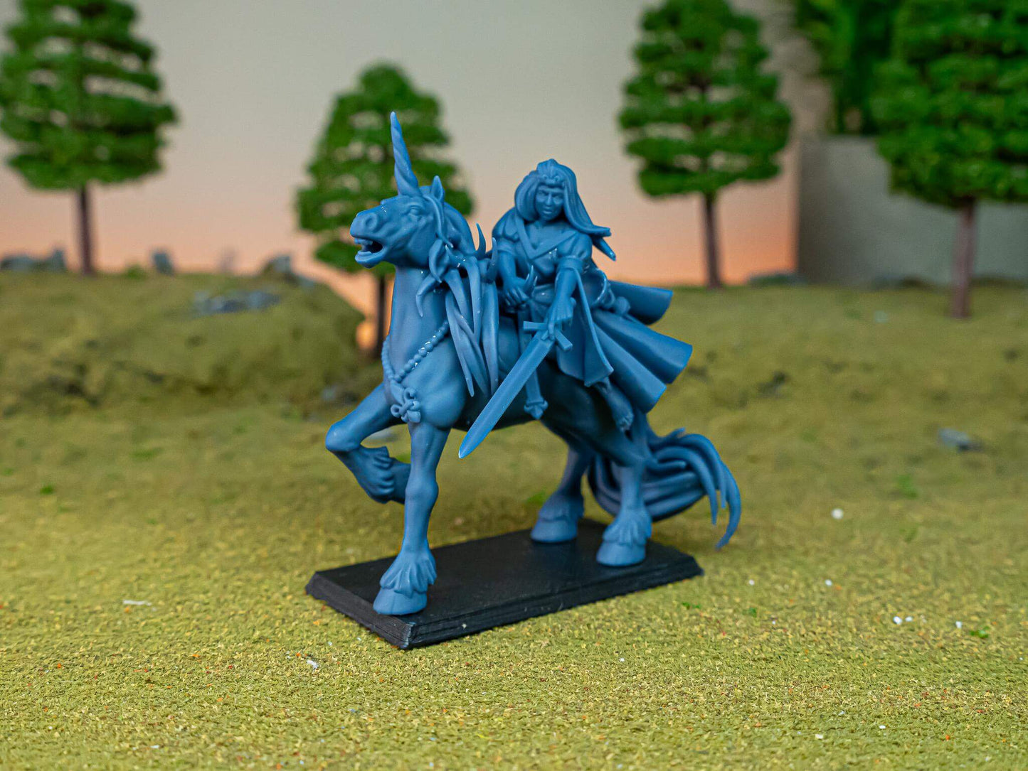 Gallia Damsel on Unicorn - Highlands Miniatures