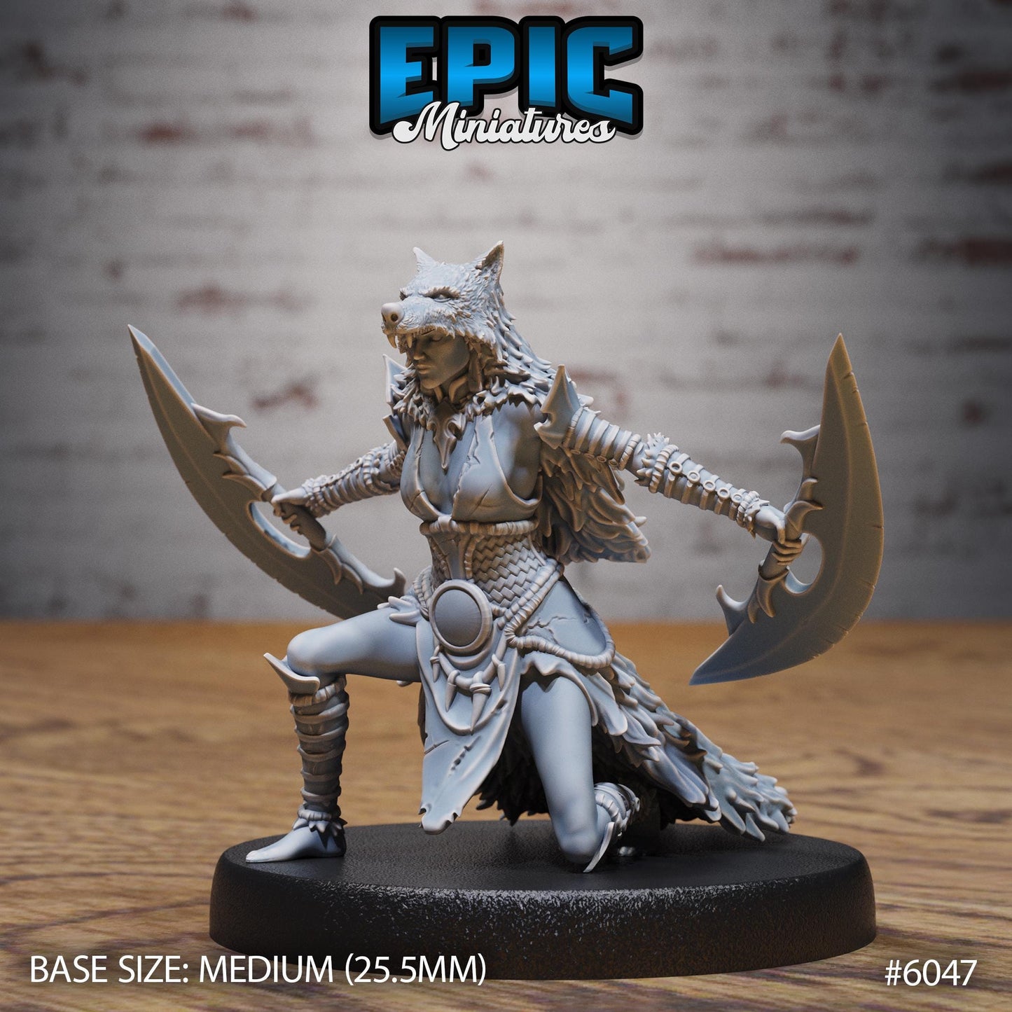 3D Resin Miniature Wolf Spirit Huntress - D&D Epic Miniatures