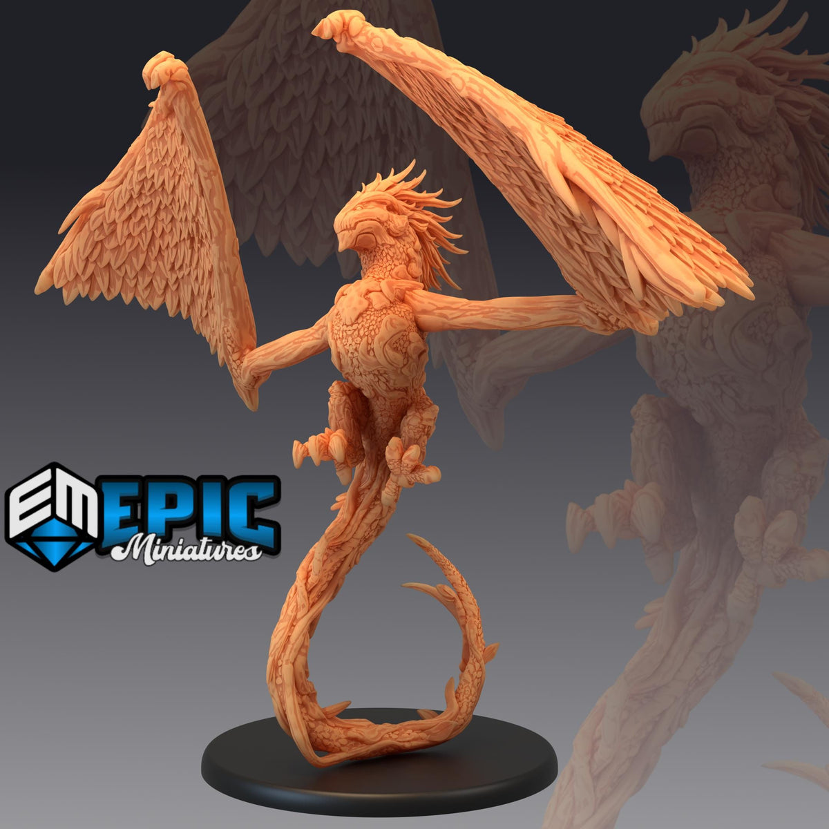 a detailed, intricately carved dragon figurine with outstretched wings, standing on a black base.