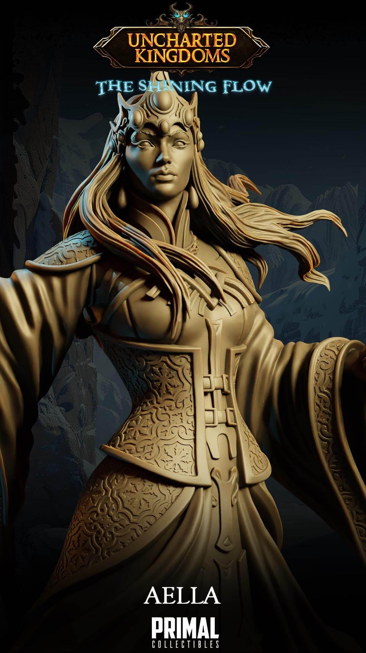 Aella Mage Queen - Uncharted Kingdoms 3D Printed Resin RPG/Tabletop/Boardgames Miniature Primal Collectibles