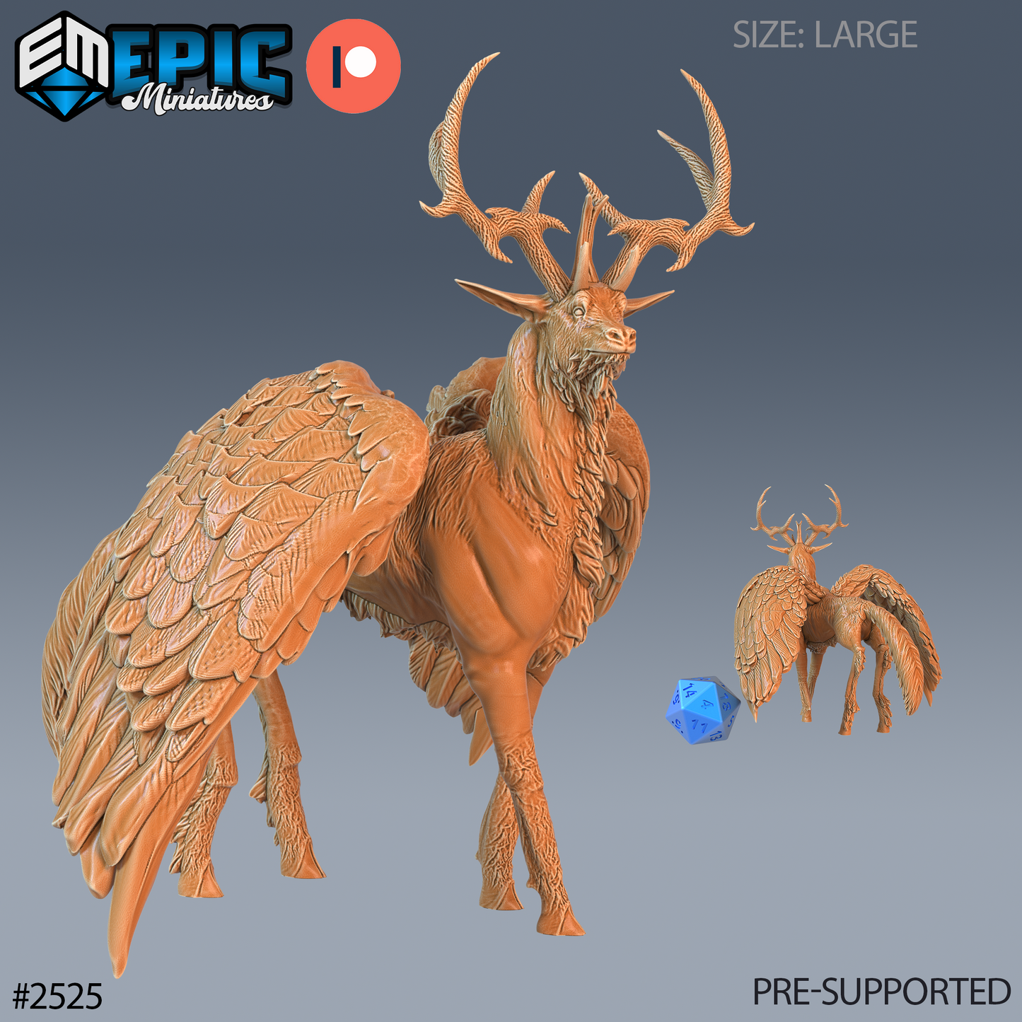 3D Resin Miniature Winged Deer - D&D Epic Miniatures