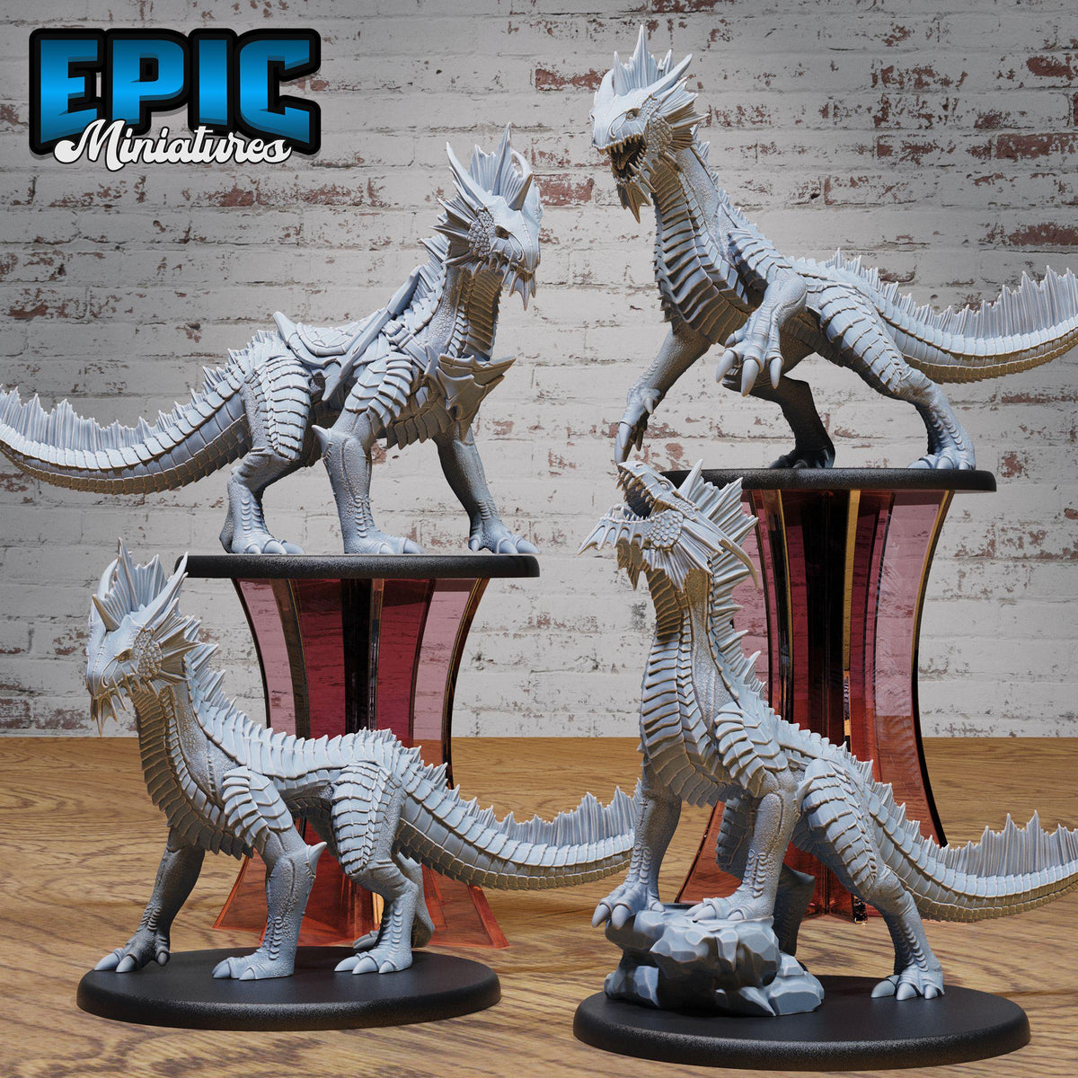 3D Resin Miniature Guard Drakes Silver - D&D Epic Miniatures