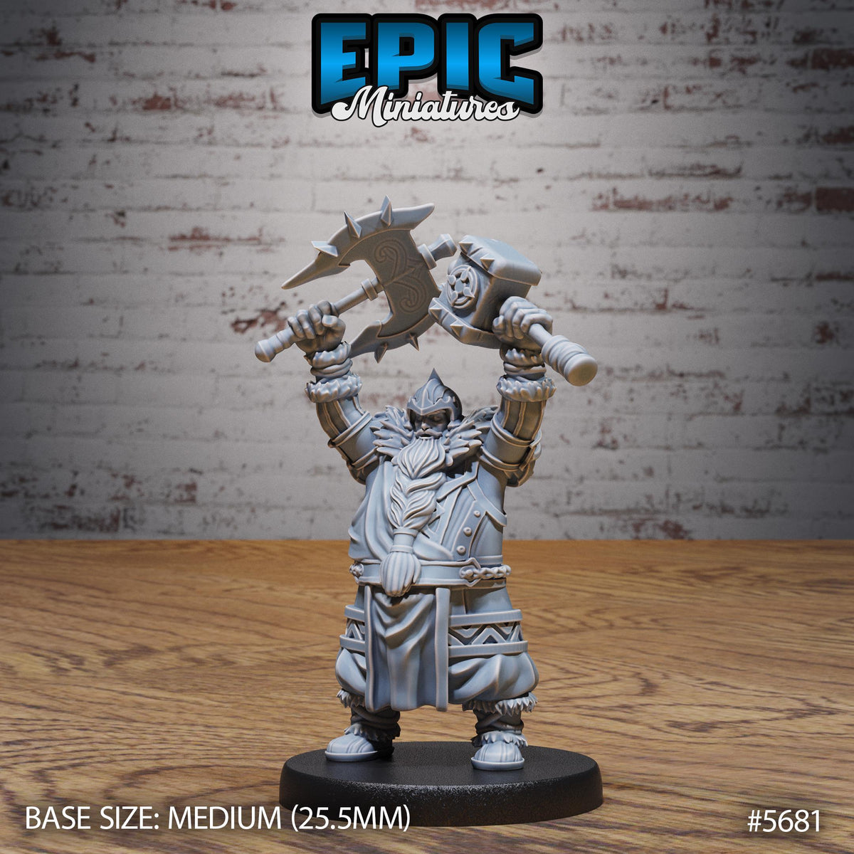 3D Resin Miniature Dwarf Fighter  - D&D Epic Miniatures