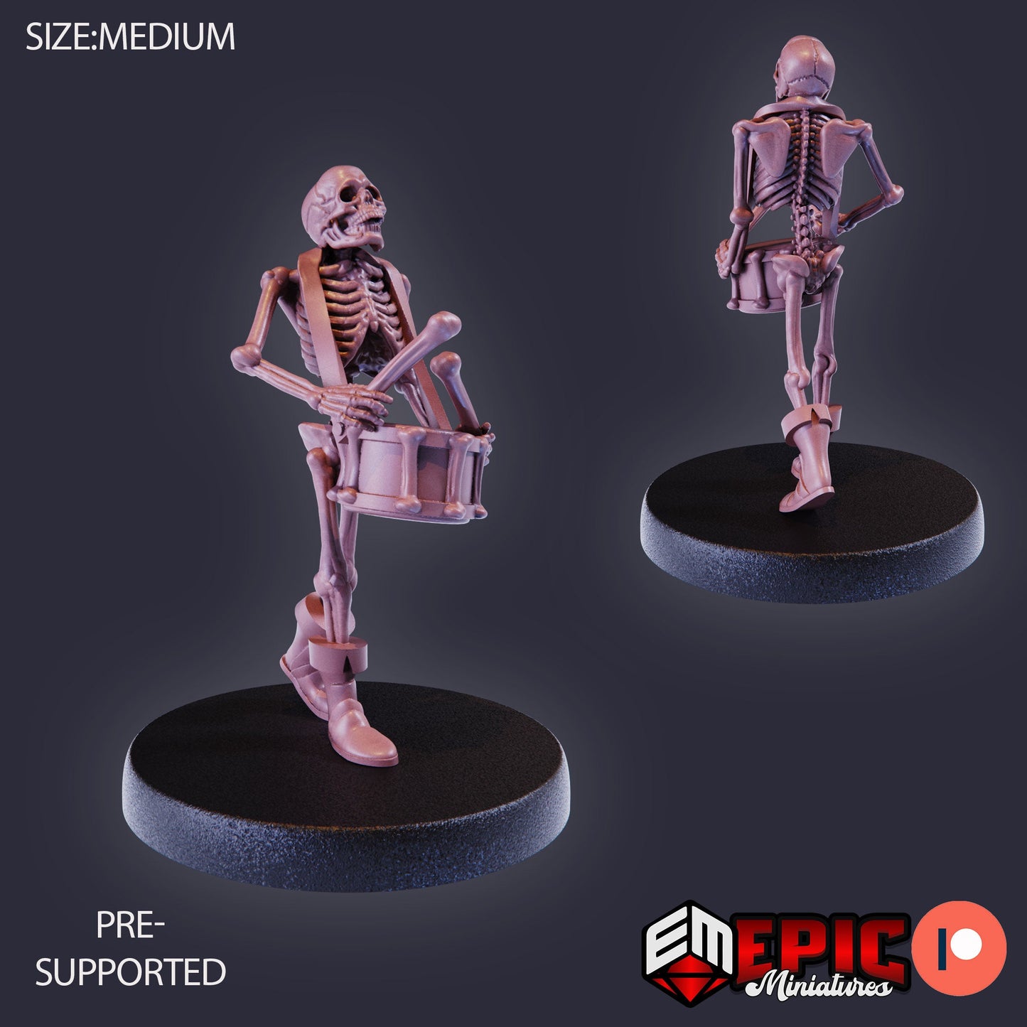 3D Resin Miniature Skeleton Musician - D&D Epic Miniatures
