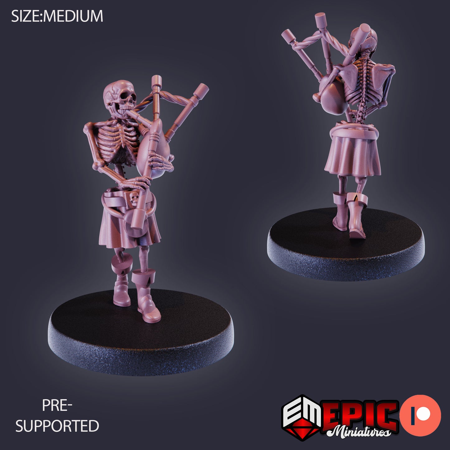 3D Resin Miniature Skeleton Musician - D&D Epic Miniatures