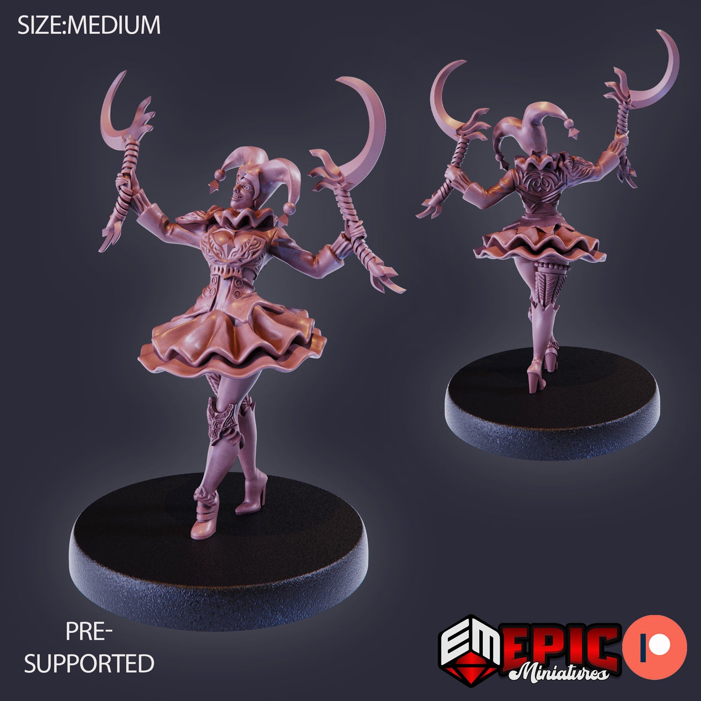 3D Resin Miniature Harlequin Mad Girl - D&D Epic Miniatures