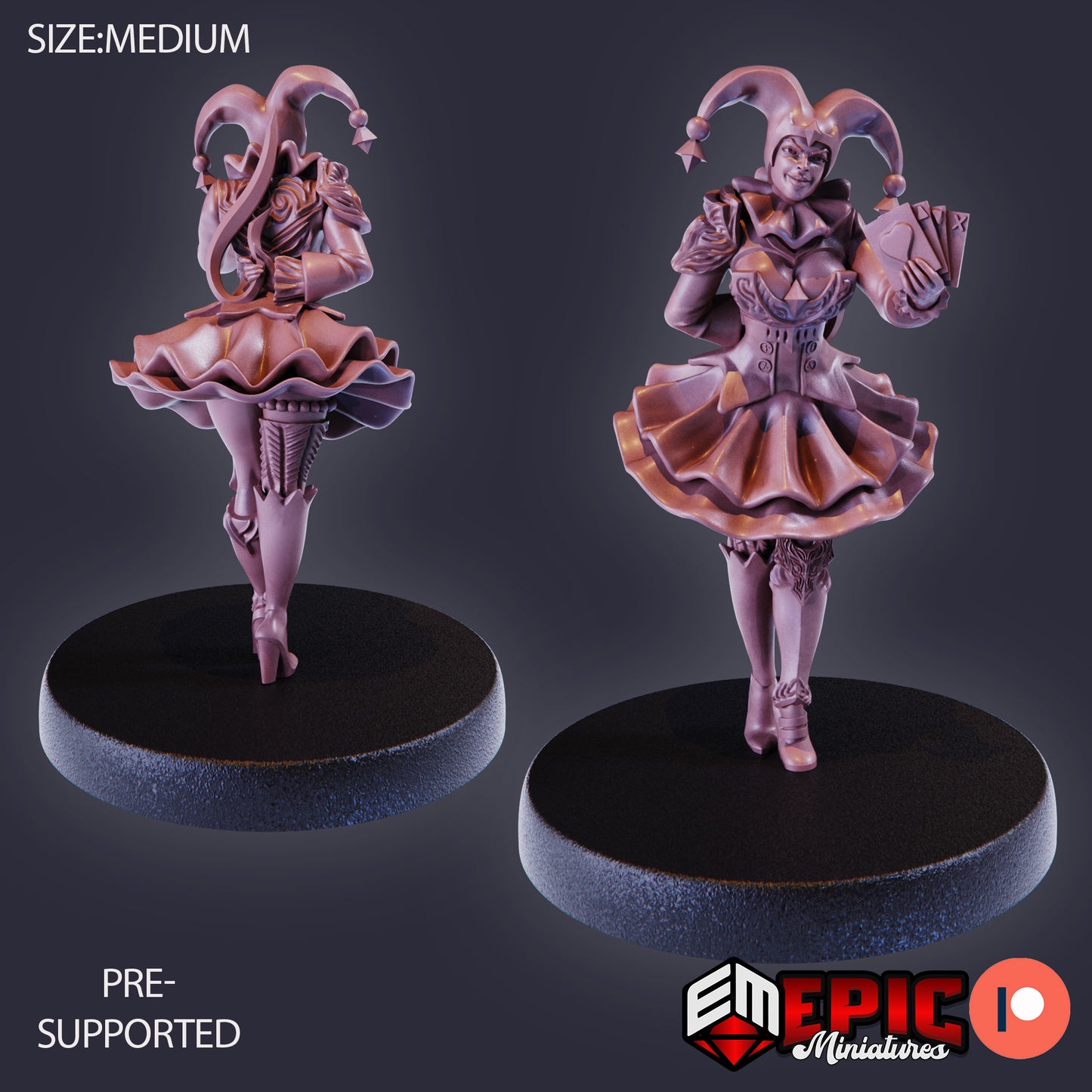 3D Resin Miniature Harlequin Mad Girl - D&D Epic Miniatures